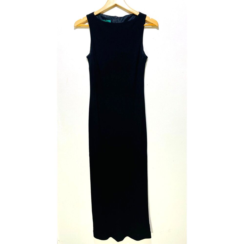 Lauren Ralph Lauren maxi dress classic closet staple black modest formal women 8